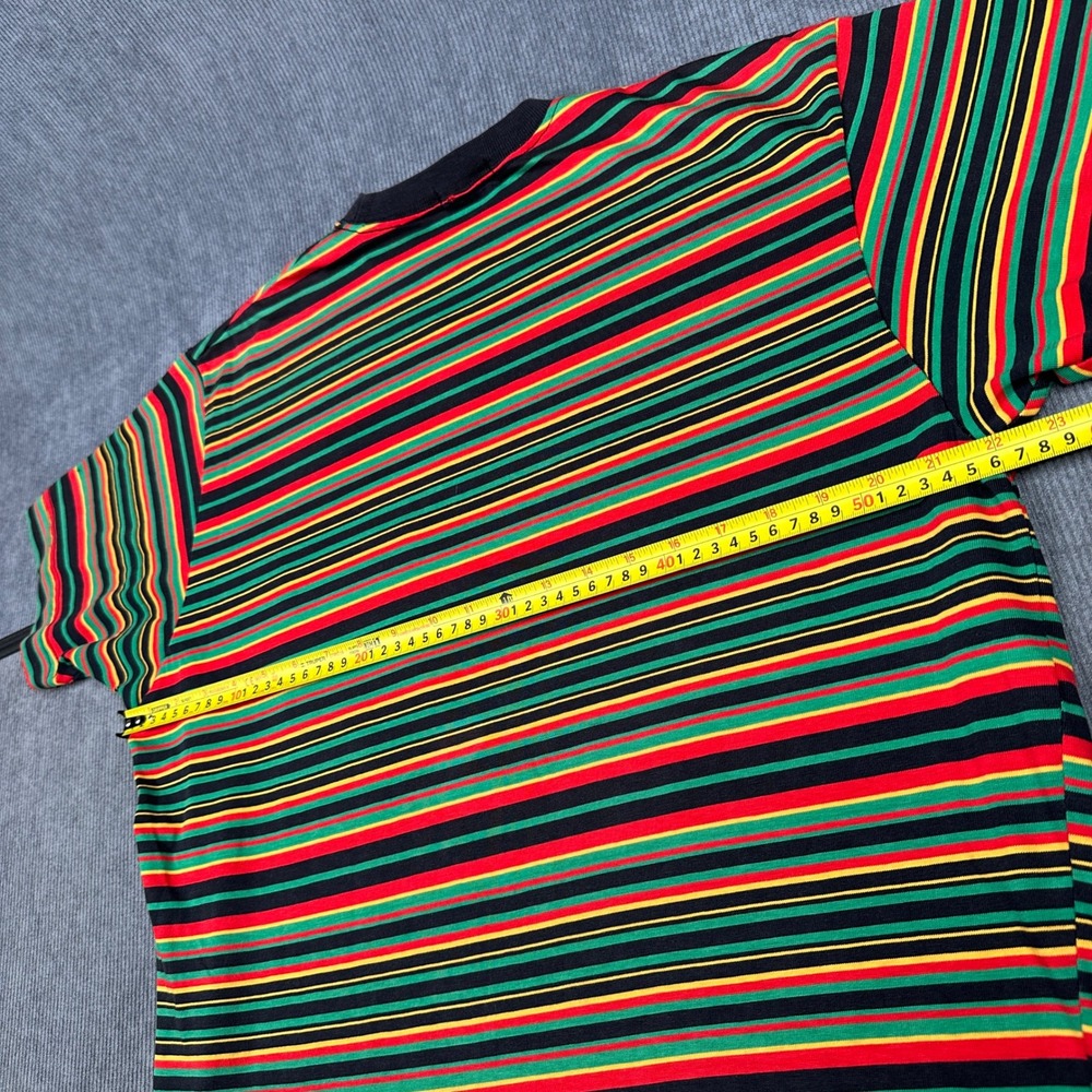 Vintage Stussy 80s Rasta Rare Stripe Pocket T-Shirt Sz Medium Black - Picture 9 of 10